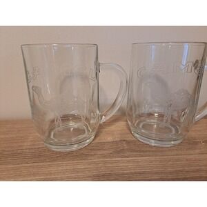 Classic CAMEL LOGO Etched Glass Beer Pair Mugs New in Box 1991